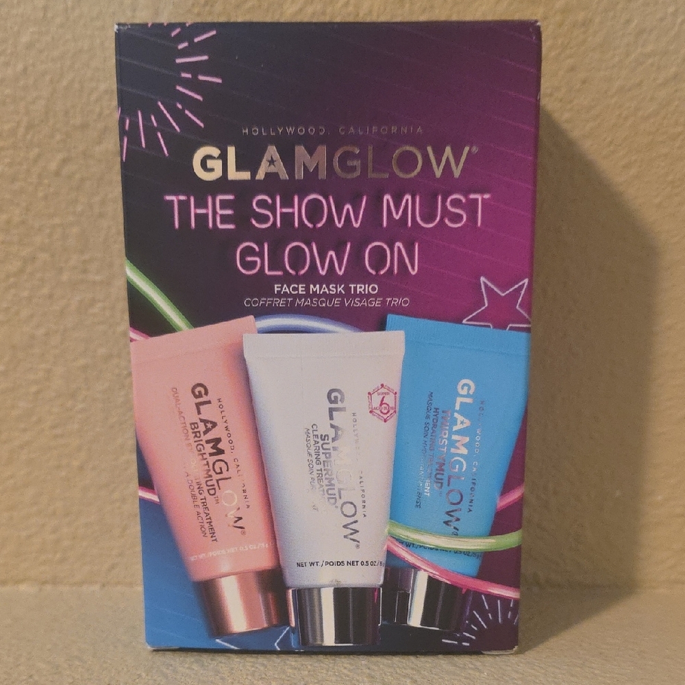 GLAMGLOW The Show Must Glow On Face Mask Trio - Pink, White, Blue